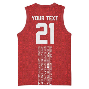 World Football 2026 Egypt Custom Basketball Jersey Red Ancient Egyptian Hieroglyphs - African Pride