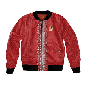 World Football 2026 Egypt Custom Bomber Jacket Red Ancient Egyptian Hieroglyphs - African Pride