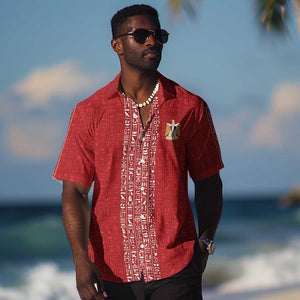 World Football 2026 Egypt Custom Hawaiian Shirt Red Ancient Egyptian Hieroglyphs LT9