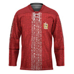 World Football 2026 Egypt Custom Hockey Jersey Red Ancient Egyptian Hieroglyphs - African Pride