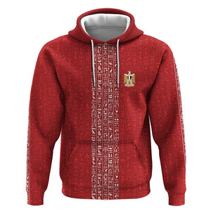 World Football 2026 Egypt Custom Hoodie Red Ancient Egyptian Hieroglyphs - African Pride