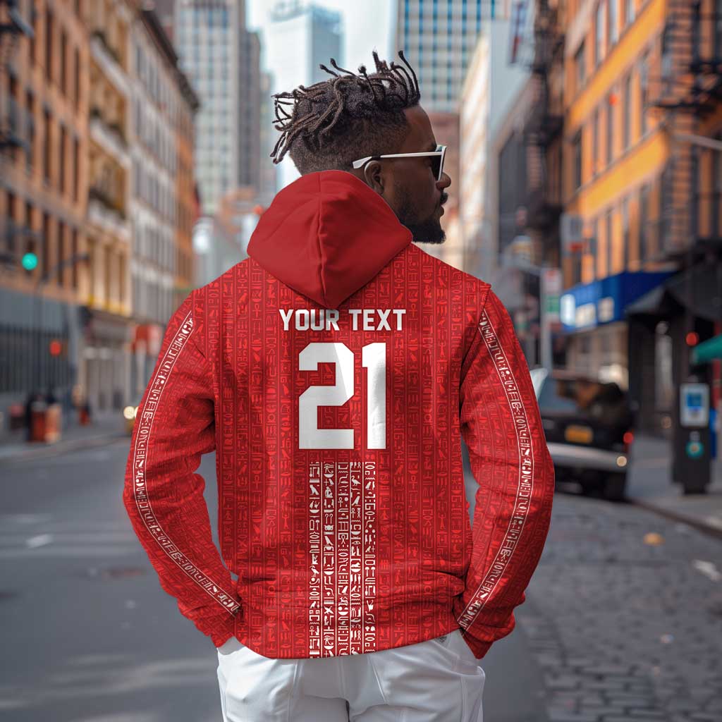 World Football 2026 Egypt Custom Hoodie Red Ancient Egyptian Hieroglyphs - African Pride
