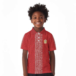 World Football 2026 Egypt Custom Kid Polo Shirt Red Ancient Egyptian Hieroglyphs - African Pride