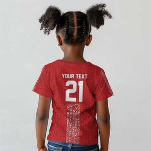 World Football 2026 Egypt Custom Kid T shirt Red Ancient Egyptian Hieroglyphs - African Pride