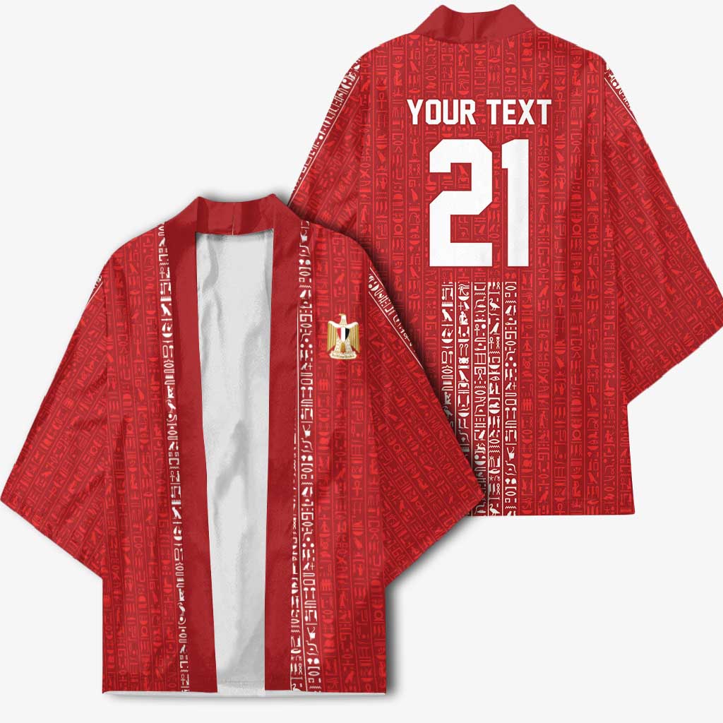World Football 2026 Egypt Custom Kimono Red Ancient Egyptian Hieroglyphs - African Pride