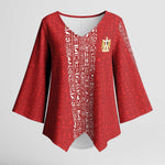 World Football 2026 Egypt Custom Kimono Sleeve Blouse Red Ancient Egyptian Hieroglyphs - African Pride