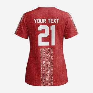 World Football 2026 Egypt Custom Scrub Top Red Ancient Egyptian Hieroglyphs - African Pride