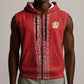 World Football 2026 Egypt Custom Sleeveless Zip Hoodie Red Ancient Egyptian Hieroglyphs - African Pride