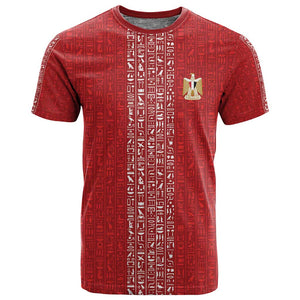World Football 2026 Egypt Custom T shirt Red Ancient Egyptian Hieroglyphs - African Pride