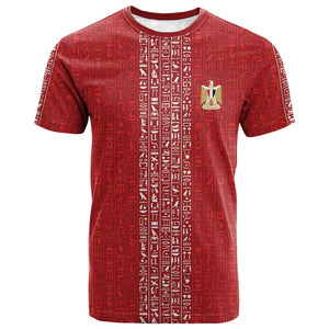 World Football 2026 Egypt Custom T shirt Red Ancient Egyptian Hieroglyphs LT9