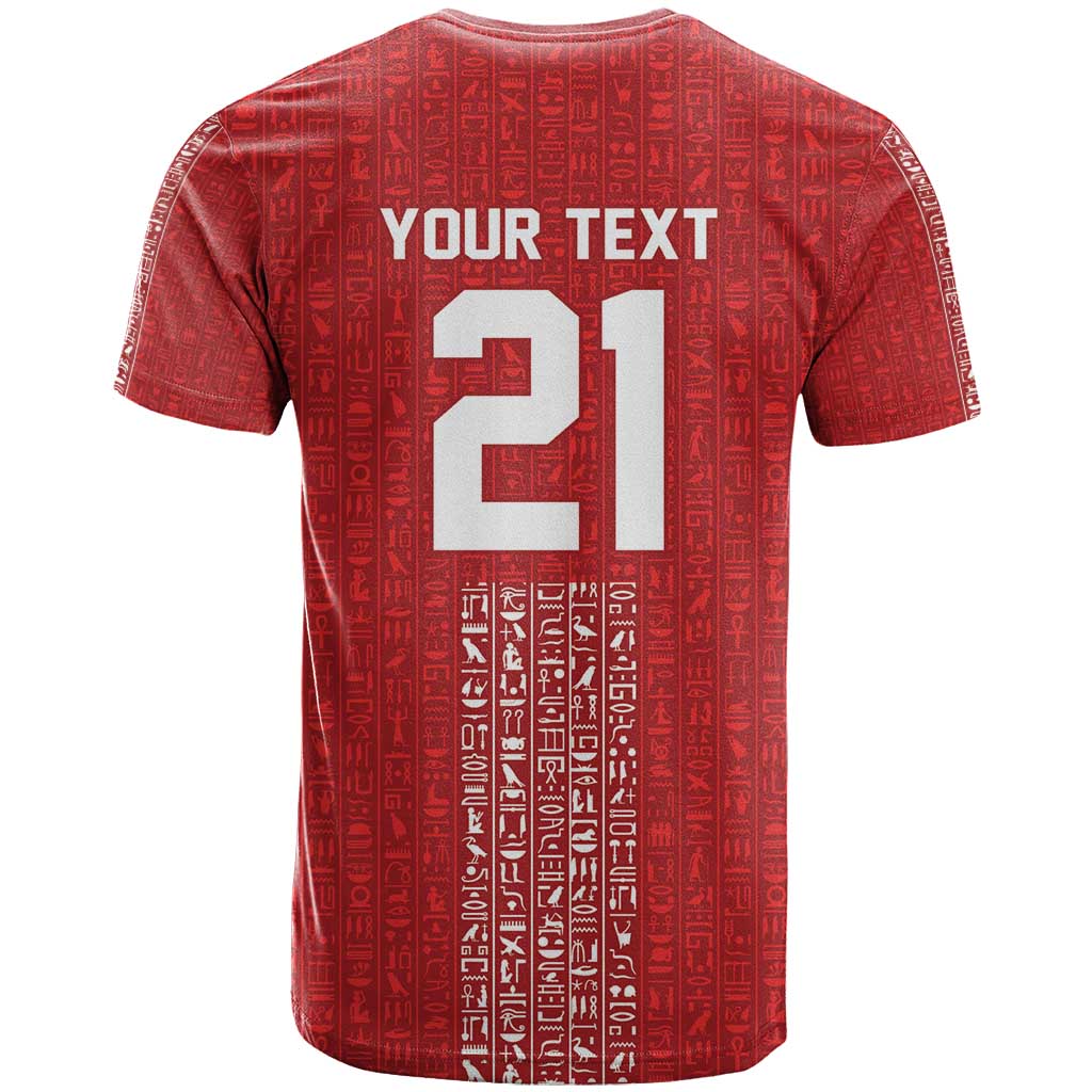 World Football 2026 Egypt Custom T shirt Red Ancient Egyptian Hieroglyphs - African Pride