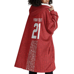 World Football 2026 Egypt Custom Wearable Blanket Hoodie Red Ancient Egyptian Hieroglyphs - African Pride
