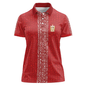 World Football 2026 Egypt Custom Women Polo Shirt Red Ancient Egyptian Hieroglyphs - African Pride