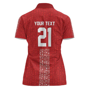 World Football 2026 Egypt Custom Women Polo Shirt Red Ancient Egyptian Hieroglyphs - African Pride