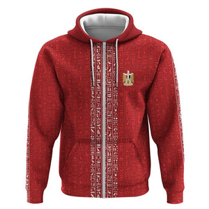 World Football 2026 Egypt Custom Zip Hoodie Red Ancient Egyptian Hieroglyphs - African Pride