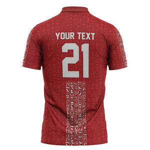 World Football 2026 Egypt Custom Zipper Polo Shirt Red Ancient Egyptian Hieroglyphs - African Pride