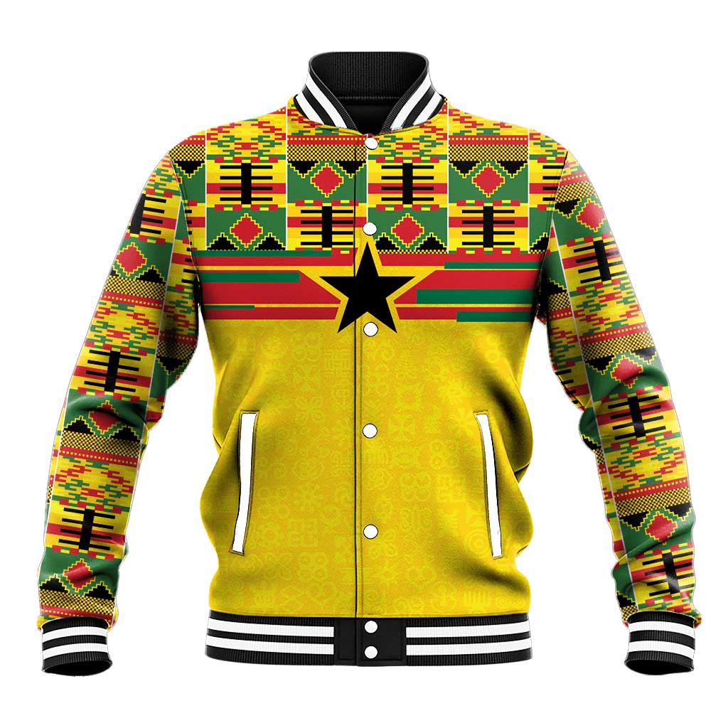 World Football 2026 Ghana Custom Baseball Jacket Black Stars African Kente Pattern - African Pride