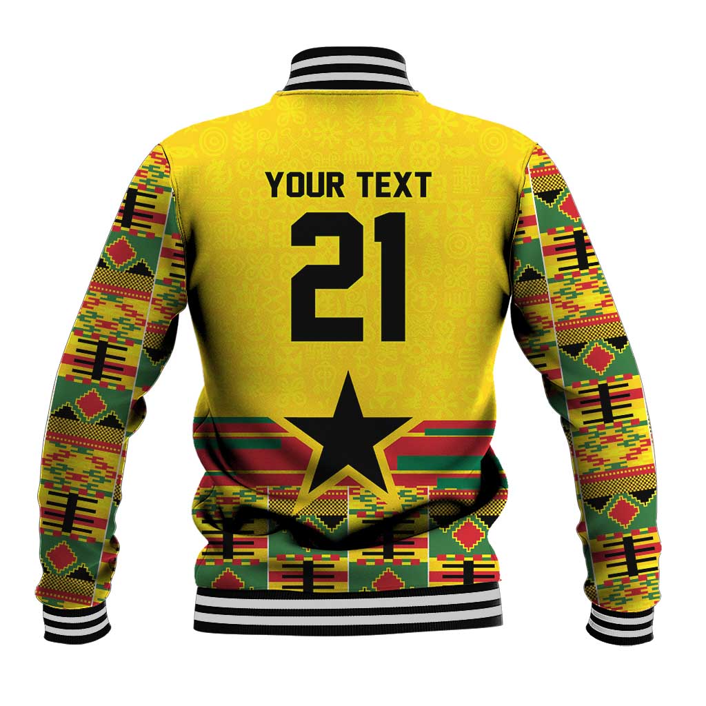 World Football 2026 Ghana Custom Baseball Jacket Black Stars African Kente Pattern - African Pride