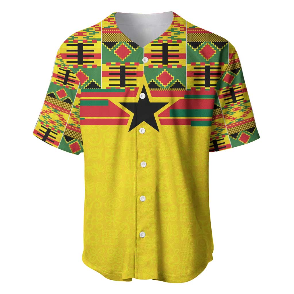 World Football 2026 Ghana Custom Baseball Jersey Black Stars African Kente Pattern - African Pride