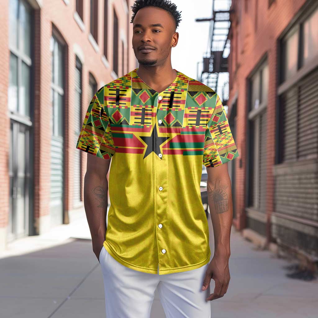 World Football 2026 Ghana Custom Baseball Jersey Black Stars African Kente Pattern - African Pride