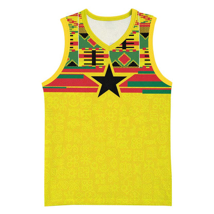 World Football 2026 Ghana Custom Basketball Jersey Black Stars African Kente Pattern - African Pride