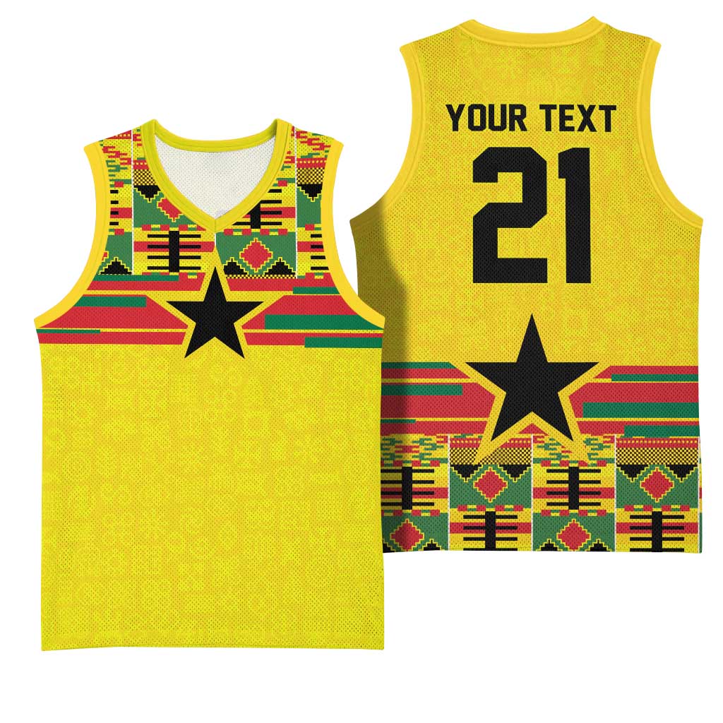 World Football 2026 Ghana Custom Basketball Jersey Black Stars African Kente Pattern - African Pride