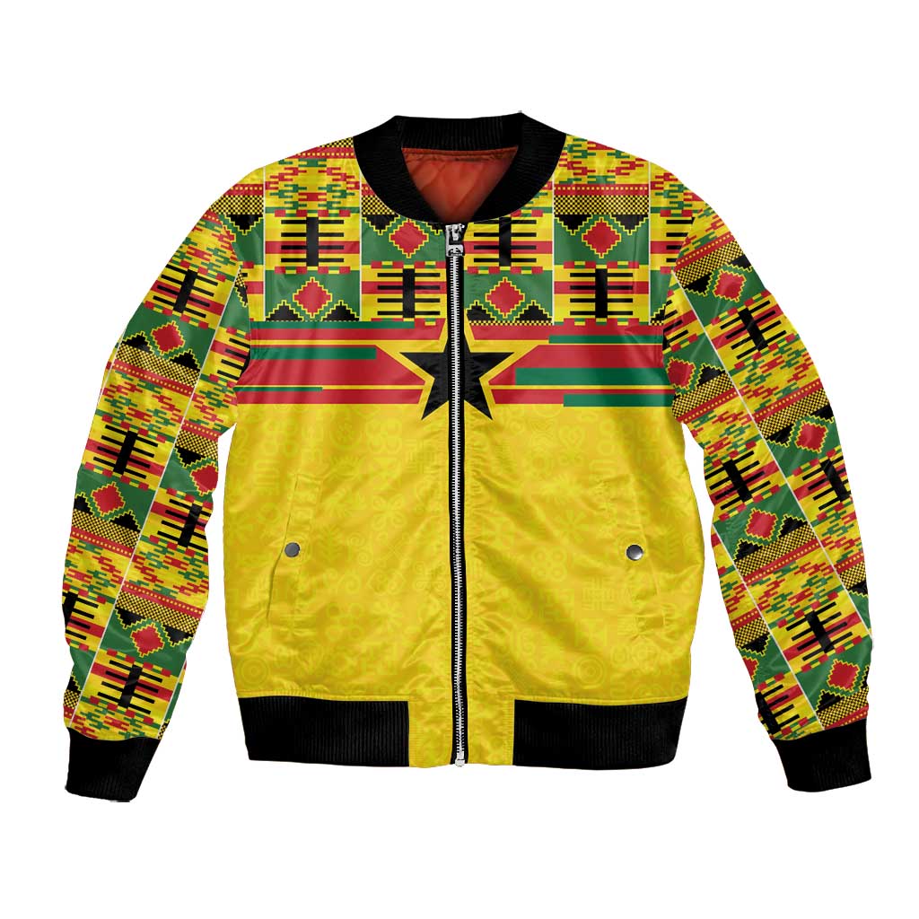 World Football 2026 Ghana Custom Bomber Jacket Black Stars African Kente Pattern - African Pride