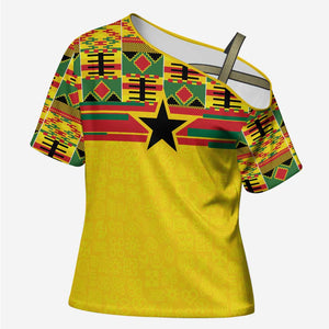 World Football 2026 Ghana Custom Cross Shoulder Shirt Black Stars African Kente Pattern - African Pride