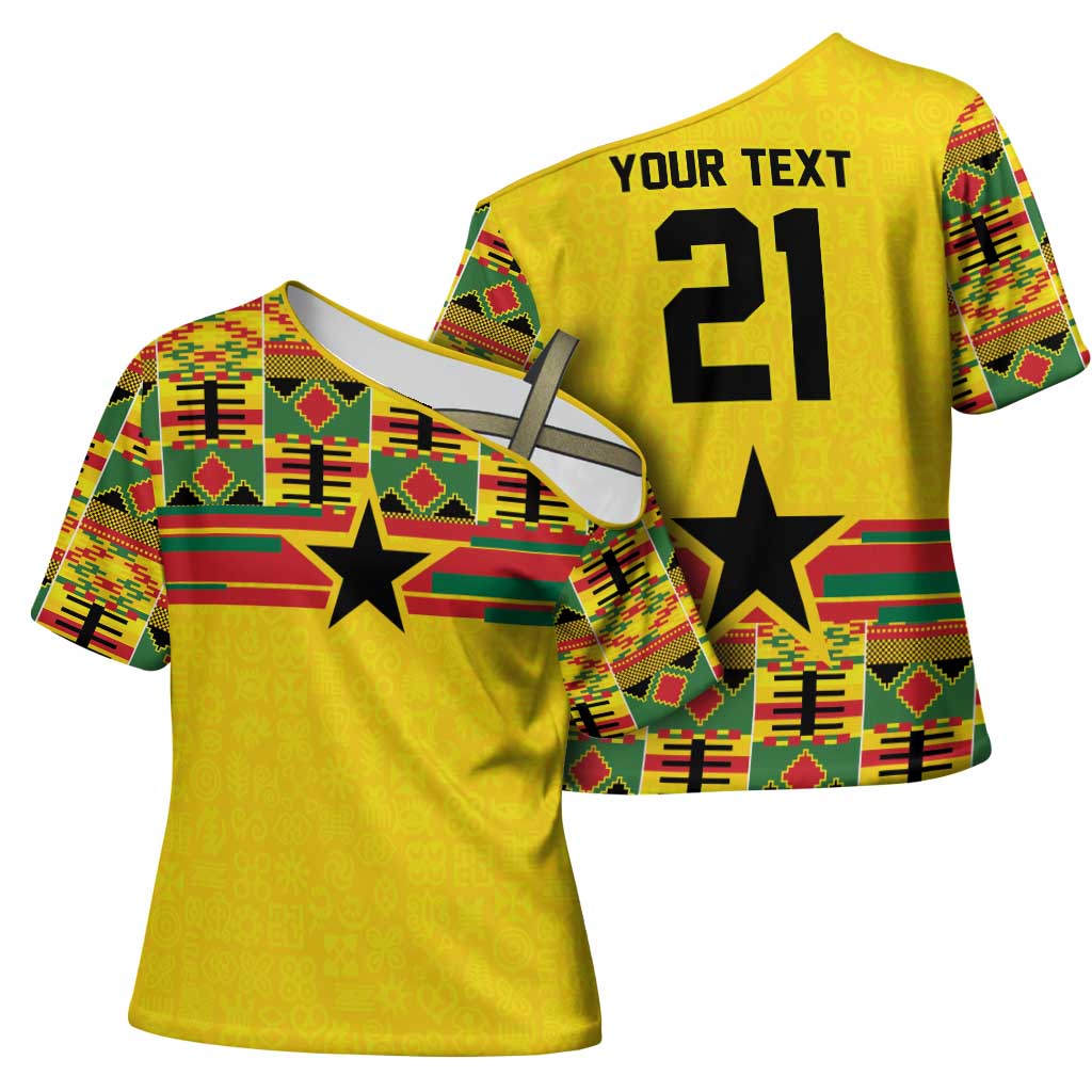 World Football 2026 Ghana Custom Cross Shoulder Shirt Black Stars African Kente Pattern - African Pride