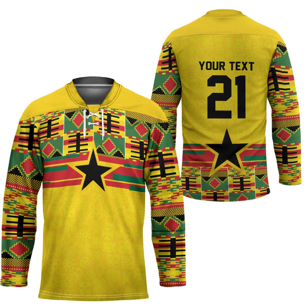 World Football 2026 Ghana Custom Hockey Jersey Black Stars African Kente Pattern - African Pride