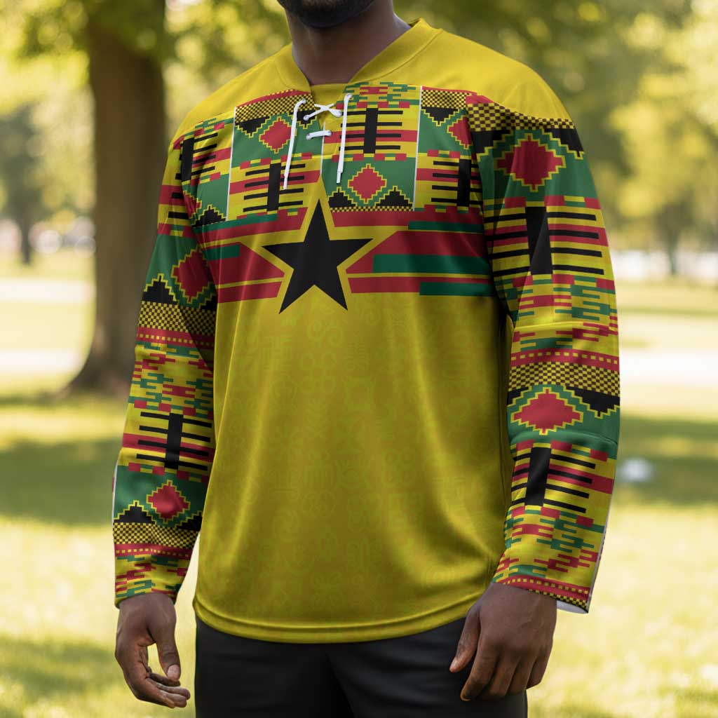 World Football 2026 Ghana Custom Hockey Jersey Black Stars African Kente Pattern - African Pride