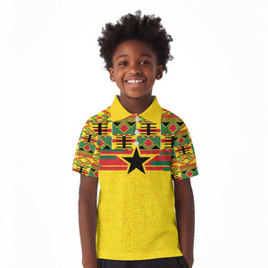 World Football 2026 Ghana Custom Kid Polo Shirt Black Stars African Kente Pattern - African Pride