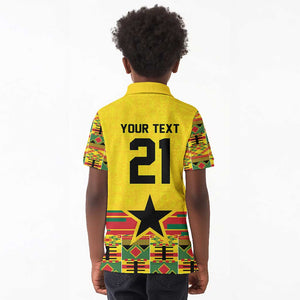 World Football 2026 Ghana Custom Kid Polo Shirt Black Stars African Kente Pattern - African Pride
