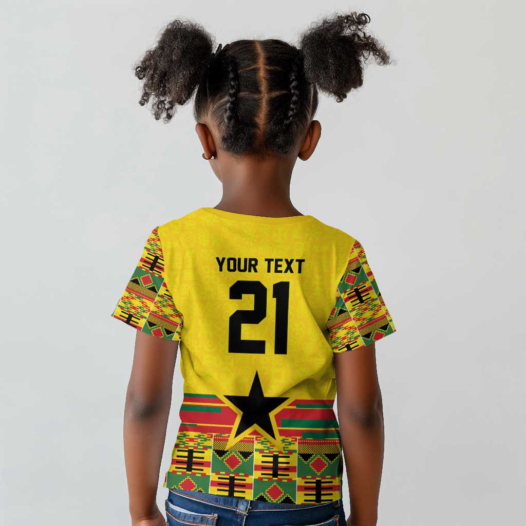 World Football 2026 Ghana Custom Kid T shirt Black Stars African Kente Pattern - African Pride