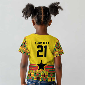 World Football 2026 Ghana Custom Kid T shirt Black Stars African Kente Pattern - African Pride