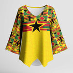 World Football 2026 Ghana Custom Kimono Sleeve Blouse Black Stars African Kente Pattern - African Pride