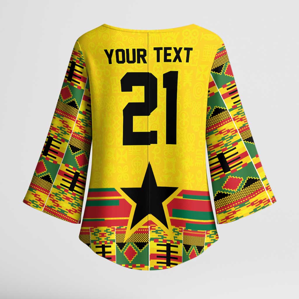 World Football 2026 Ghana Custom Kimono Sleeve Blouse Black Stars African Kente Pattern - African Pride
