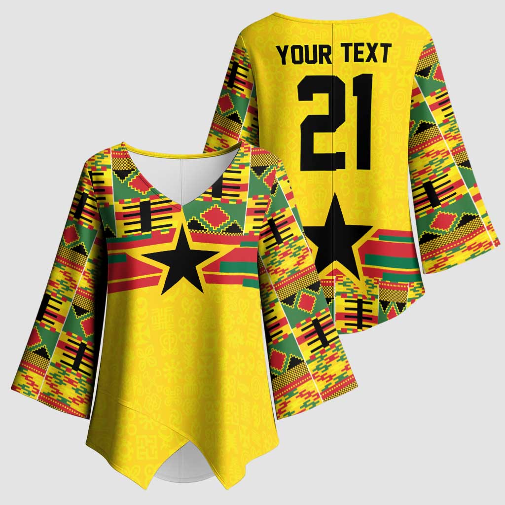 World Football 2026 Ghana Custom Kimono Sleeve Blouse Black Stars African Kente Pattern - African Pride