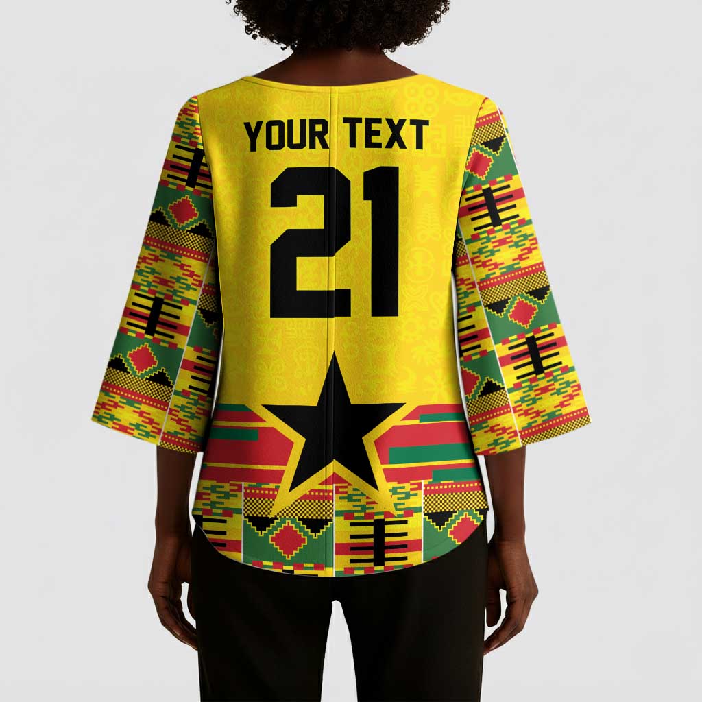 World Football 2026 Ghana Custom Kimono Sleeve Blouse Black Stars African Kente Pattern - African Pride