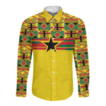 World Football 2026 Ghana Custom Long Sleeve Button Shirt Black Stars African Kente Pattern - African Pride