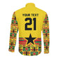 World Football 2026 Ghana Custom Long Sleeve Button Shirt Black Stars African Kente Pattern - African Pride