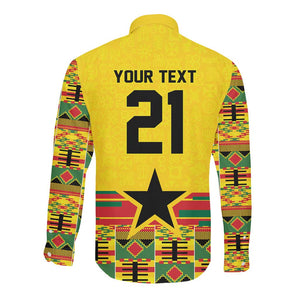 World Football 2026 Ghana Custom Long Sleeve Button Shirt Black Stars African Kente Pattern - African Pride