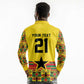 World Football 2026 Ghana Custom Long Sleeve Polo Shirt Black Stars African Kente Pattern - African Pride