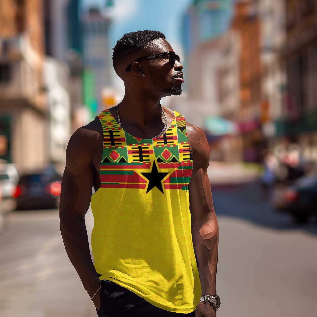 World Football 2026 Ghana Custom Men Tank Top Black Stars African Kente Pattern - African Pride