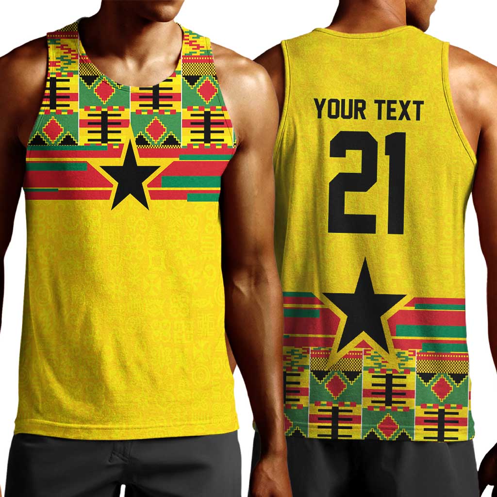 World Football 2026 Ghana Custom Men Tank Top Black Stars African Kente Pattern - African Pride