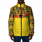 World Football 2026 Ghana Custom Padded Jacket Black Stars African Kente Pattern - African Pride