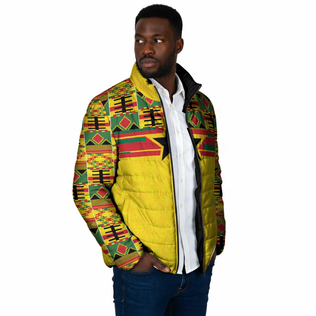 World Football 2026 Ghana Custom Padded Jacket Black Stars African Kente Pattern - African Pride