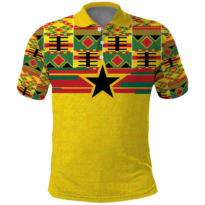 World Football 2026 Ghana Custom Polo Shirt Black Stars African Kente Pattern - African Pride
