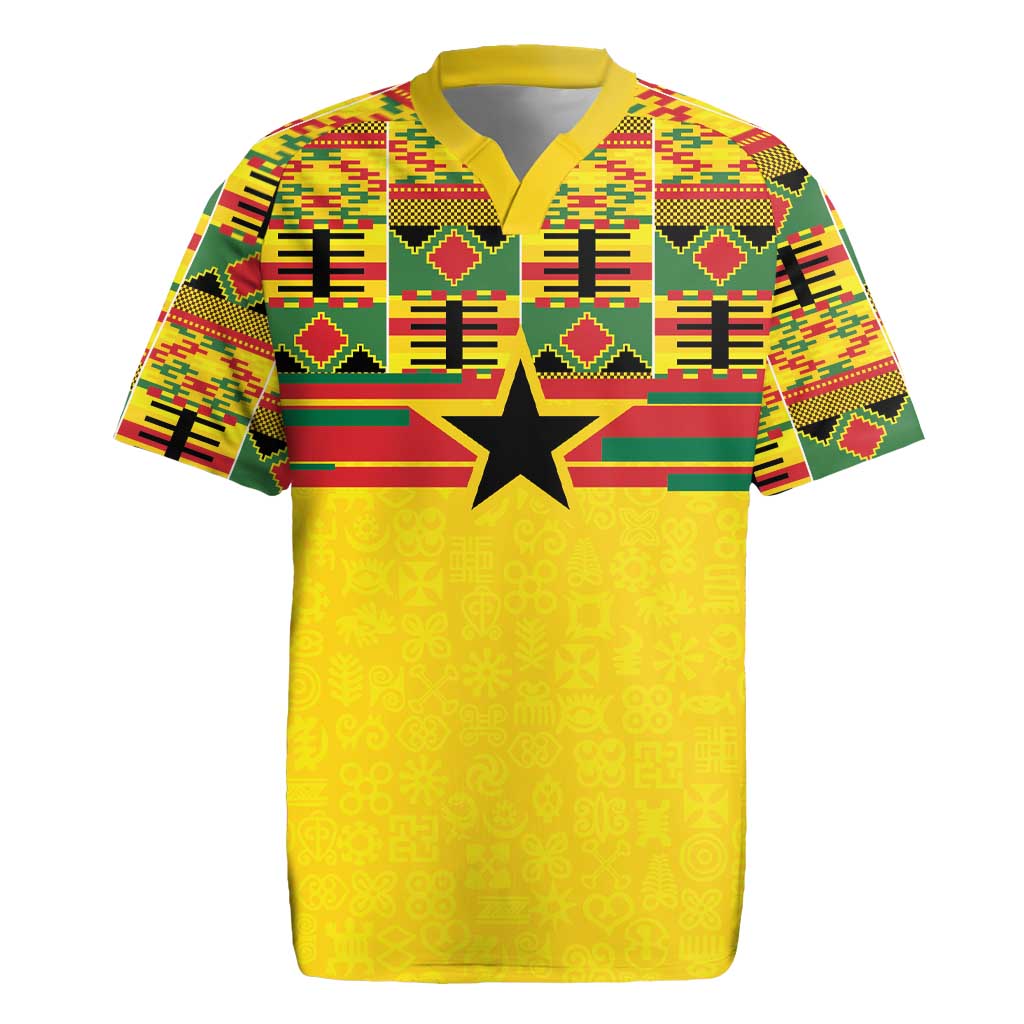 World Football 2026 Ghana Custom Rugby Jersey Black Stars African Kente Pattern - African Pride