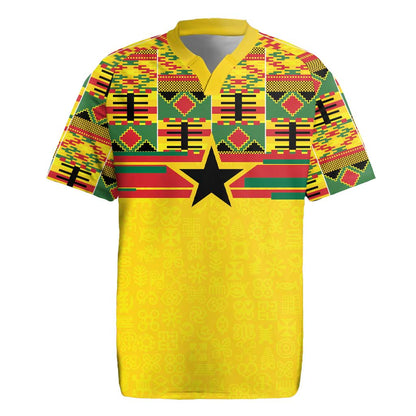 World Football 2026 Ghana Custom Rugby Jersey Black Stars African Kente Pattern - African Pride